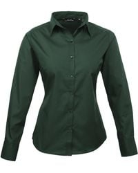PREMIER - Ladies Poplin Long Sleeve Blouse Plain Work Shirt (Bottle) - Lyst