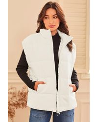 Azura Exchange - Gevoerde Puffer Vest Met Opstaande Kraag - Lyst