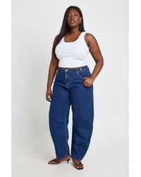 Boohoo - Plus High Waist Loose Fit Barrel Jean - Lyst