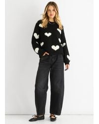 Gini London - Contrast Heart Oversized Knit Jumper - Lyst