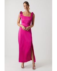 Oasis - Satin Tie Shoulder Midi Bridesmaids Dress - Lyst