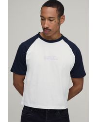 BoohooMAN - Slim Shrunken Fit Raglan Slogan Print T-Shirt - Lyst