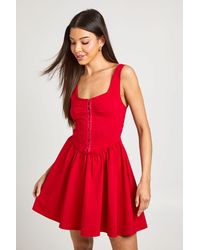 Boohoo - Bengaline Hook And Eye Skater Dress - Lyst