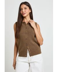 Boohoo - Soft Knit Collared Button Through Top - Lyst
