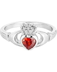SEOL + GOLD - Sterling Garnet Cz Claddagh Ring - Lyst