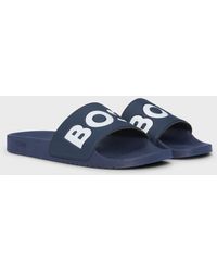 BOSS - Aryeh Italian-Made Slides With Large Logo Detail - Lyst