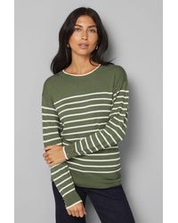 Wallis - Crew Neck Stripe Knitted Top - Lyst
