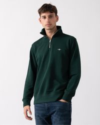 GANT - Regular Fit Shield Logo Half Zip Sweatshirt Colour: 374 Tartan, Size: L - Lyst