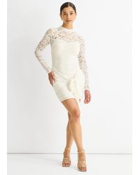 Gini London - Stretch Lace Tie Front Side Bodycon Mini Dress - Lyst
