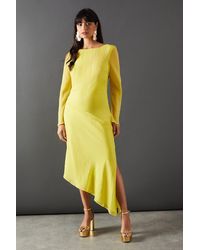 Warehouse - Chiffon One Sleeve Asymmetric Hem Midi Dress - Lyst