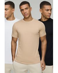 BoohooMAN - 3 Pack Slim Fit Crew Neck T-Shirts - Lyst