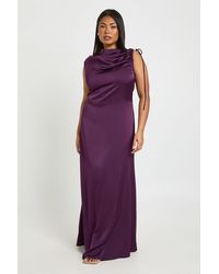 Boohoo - Plus Satin Ruched Shoulder Detail Sleeveless Maxi Dress - Lyst