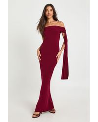 Boohoo - Twist Detail Off Shoulder Drape Maxi Dress - Lyst