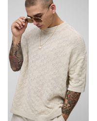 BoohooMAN - Oversized Basketweave Stitch Knitted T-Shirt - Lyst