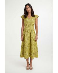 Wallis - Floral Jacquard Cap Sleeve Midi Dress - Lyst