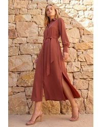 Roman - Tie Waist Buttoned Shirt Dress - Lyst