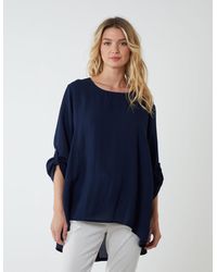 Blue Vanilla - Round Neck Button Sleeve Blouse - Lyst