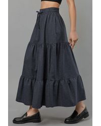 Hiccup - Elastic Waist Check Knotted Tiered Maxi Skirt - Lyst