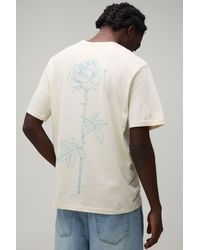 BoohooMAN - Regular Fit Line Drawn Rose Stem Print T-Shirt - Lyst