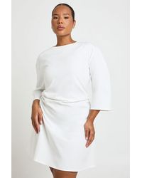 Boohoo - Plus 3/4 Balloon Sleeve Cinch Waist Mini Dress - Lyst