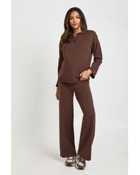 Boohoo - Maternity Collared Button Down Jumper And Straight Leg Trouser Co-Ord - Lyst