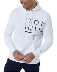 Tommy Hilfiger - Fleece Hoodie Wraparound Logo Pullover Hooded Crew Neck Top - Lyst