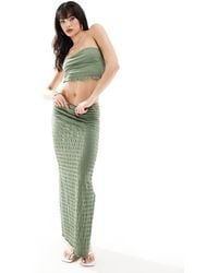 ASOS - Co-Ord Set Shirred Textured Bandeau Top And Column Maxi Skirt - Lyst