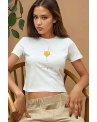 Hiccup - Printed Regular Fit Crew Neck 100% Cotton Crop T-Shirt - Lyst