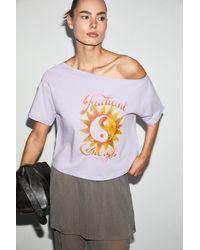 Grimelange - Printed Crop Boat Neck T-Shirt - Lyst