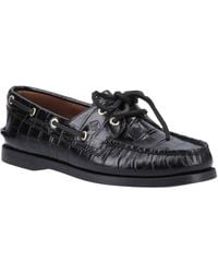 Sperry Top-Sider - Authentic 2 Eye Damen Bootsschuhe Aus Schwarzem Leder - Lyst