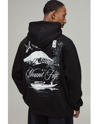 BoohooMAN - Oversized Mount Fuji Graphic Hoodie Cotton - Lyst