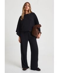 Boohoo - Slash Neck Blouse & Wide Leg Trouser Co-Ord - Lyst