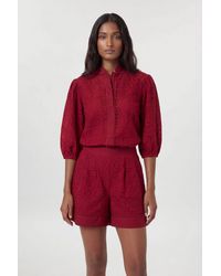 Karen Millen - Cotton Broderie Woven Shorts - Lyst