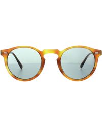 Oliver Peoples - Retro Round Semi Matt Havana Photochromic Sunglasses - Lyst