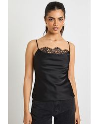 Boohoo - Satin Lace Cowl Cami - Lyst