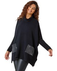 Roman - Sparkle Pocket Poncho Jumper - Lyst