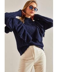 Bianco Lucci - Textured Knitwear Sweater With Half Turtleneck - Lyst
