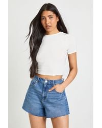 Boohoo - Tall Slinky Basic Short Sleeve Crop Top - Lyst