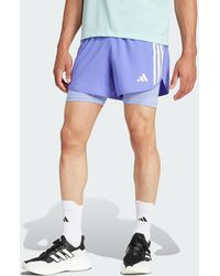 adidas - Own The Run 3-Stripes 2-In-1 Shorts - Lyst