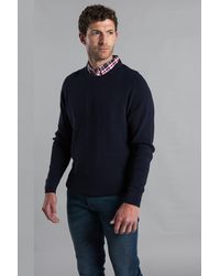 Kensington Eastside - Dark Mock Checked Shirt Crew Neck Jumper - Lyst