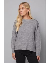 Wallis - Petite Button Detail Knitted Jumper - Lyst