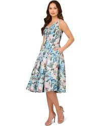 Adrianna Papell - Floral Jacquard Midi Dress - Lyst