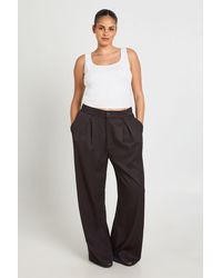 Boohoo - Plus Pleated Front Wide Leg Trousers - Lyst