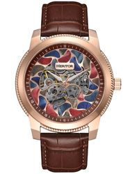 Heritor - Emmanuel Semi-Skeleton Leather-Band Watch - Lyst