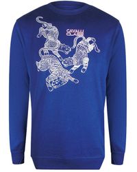 Roberto Cavalli - Paisley Leopards Iris Round Neck Sweatshirt Cotton - Lyst