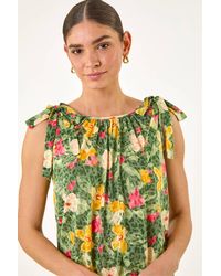Roman - Floral Print Bow Detail Top - Lyst