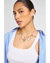 Boohoo - Statement Ocean Detail Charm Necklace - Lyst