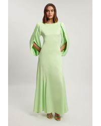 Karen Millen - Satin Viscose Soft Midi Dress - Lyst