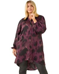 Roman - Curve Print Buttoned Blouse - Lyst