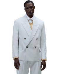 BOSS - Solid Patterned Double Button Lapel Collared Blazer - Lyst